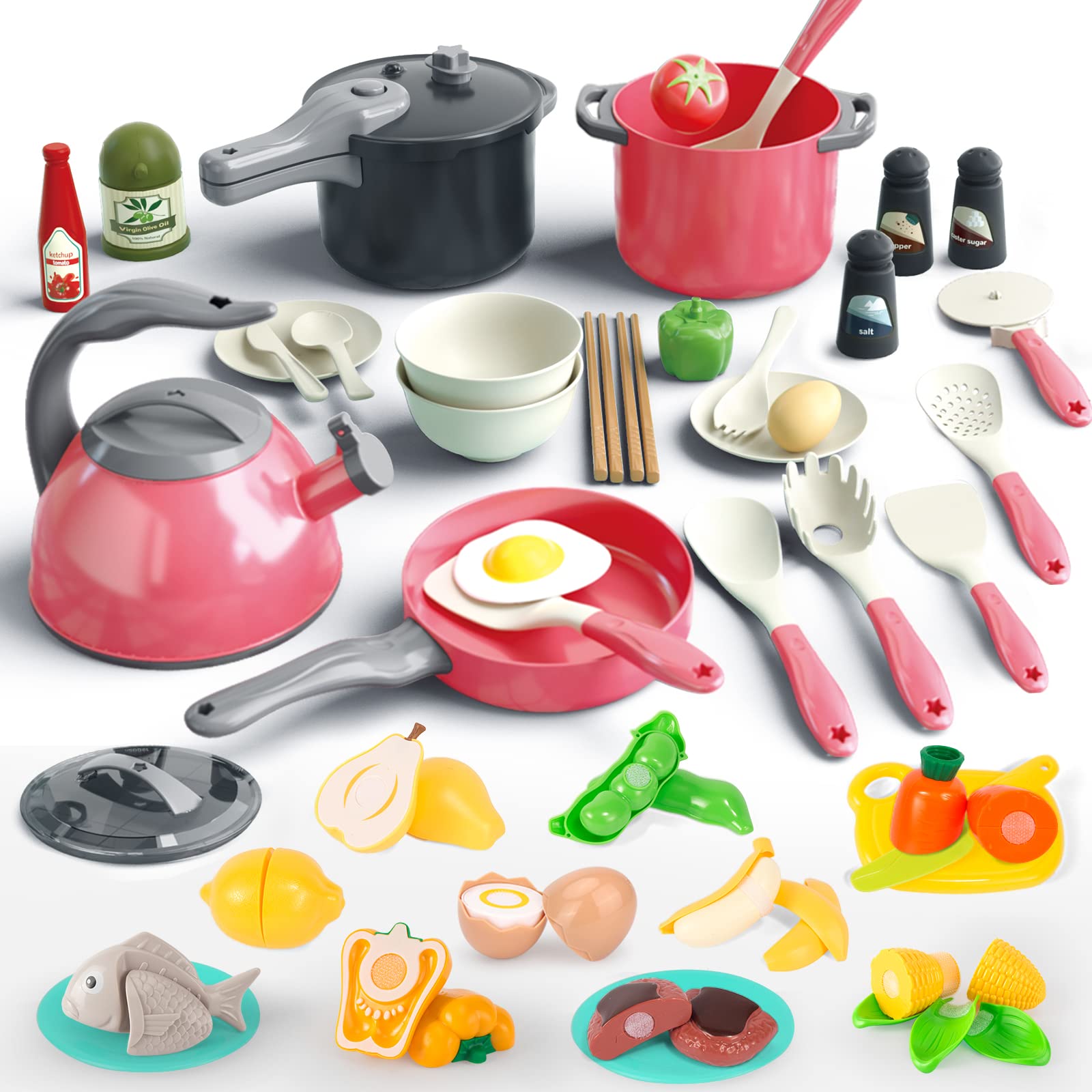 67Pcs Kids Play Kitchen Toys Set, Toddlers Pre