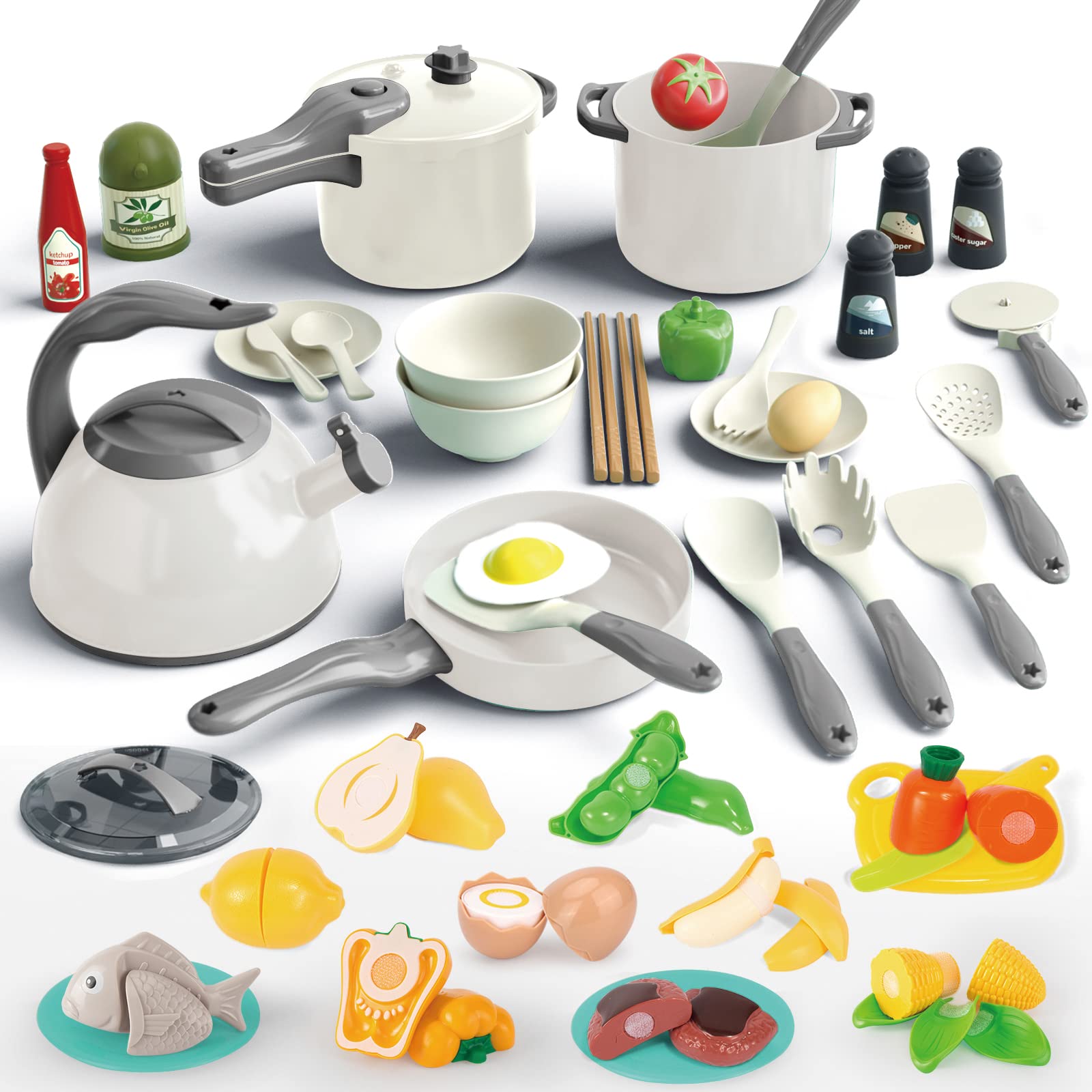 67Pcs Kids Play Kitchen Toys Set, Toddlers Pre