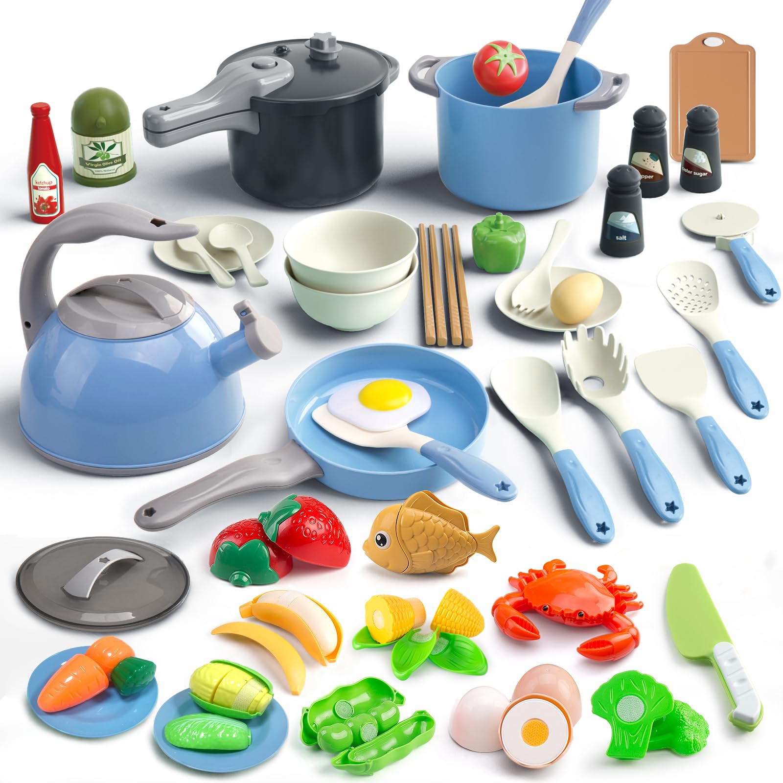 67Pcs Kids Play Kitchen Toys Set, Toddlers Pre
