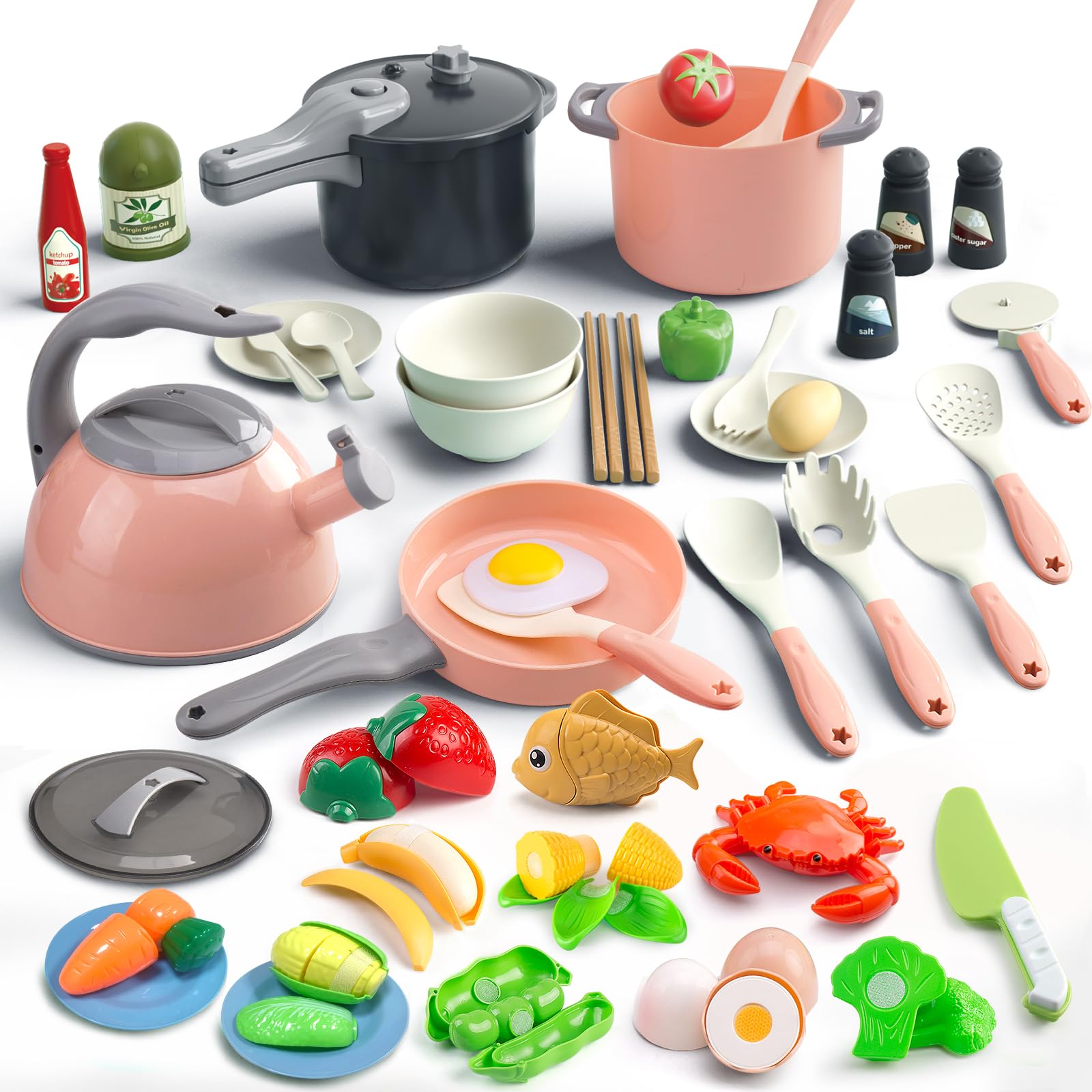 67Pcs Kids Play Kitchen Toys Set, Toddlers Pre