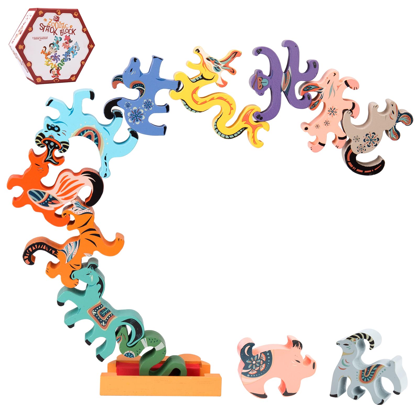 Zodiac Sorting Stacking Wooden Toys, Montessor