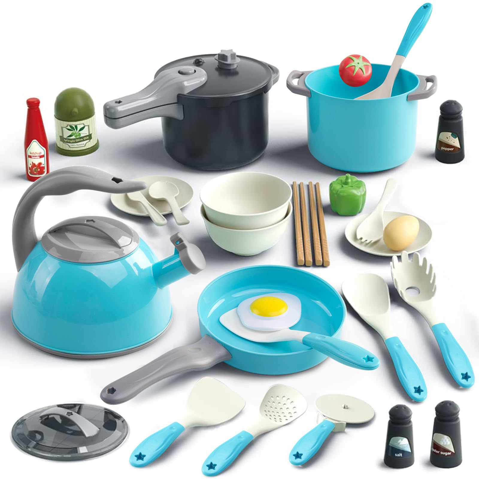 32Pcs Kids Play Kitchen Toys Set, Toddlers Pre