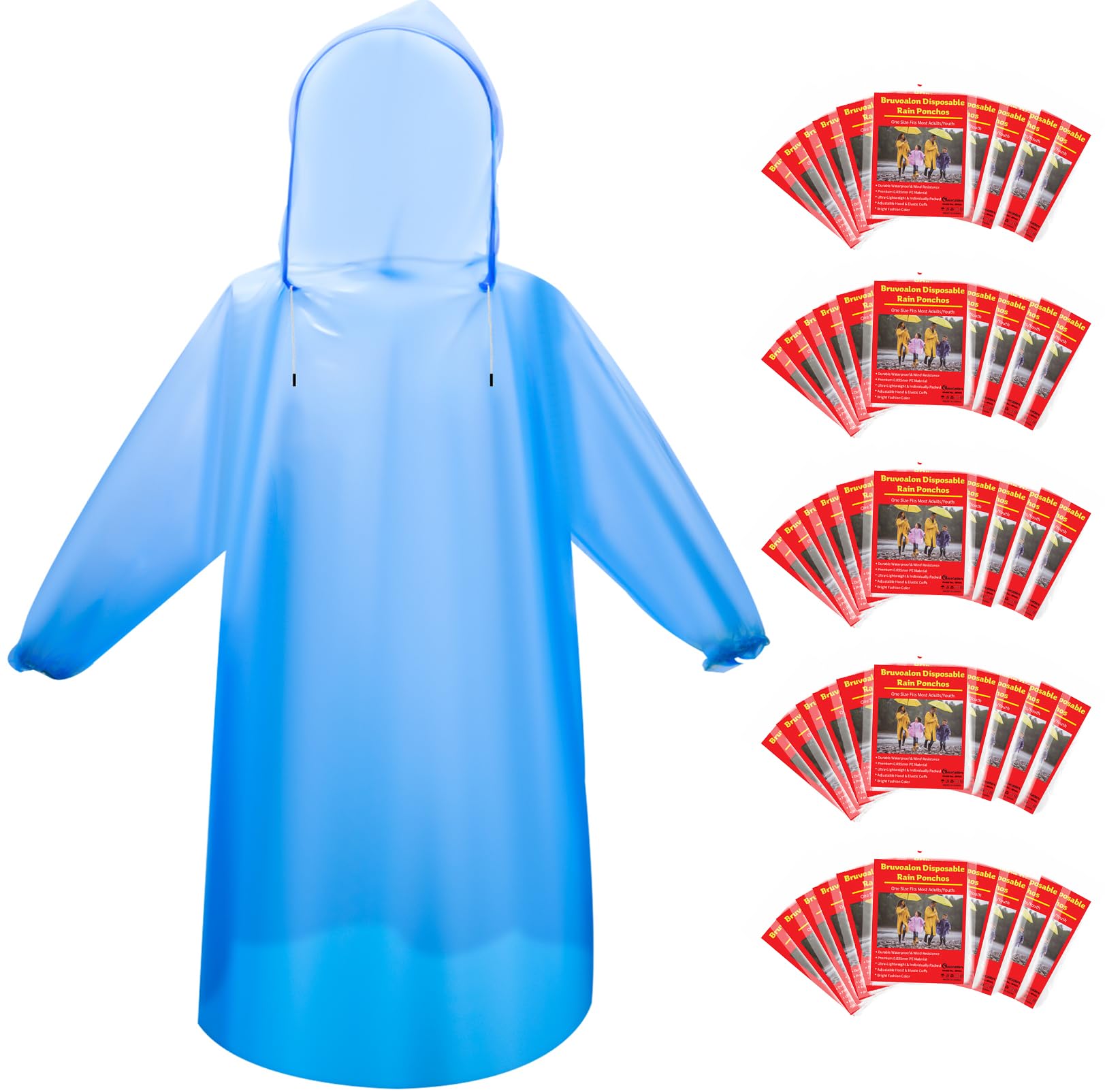 Rain Poncho — Blue 20 Pack