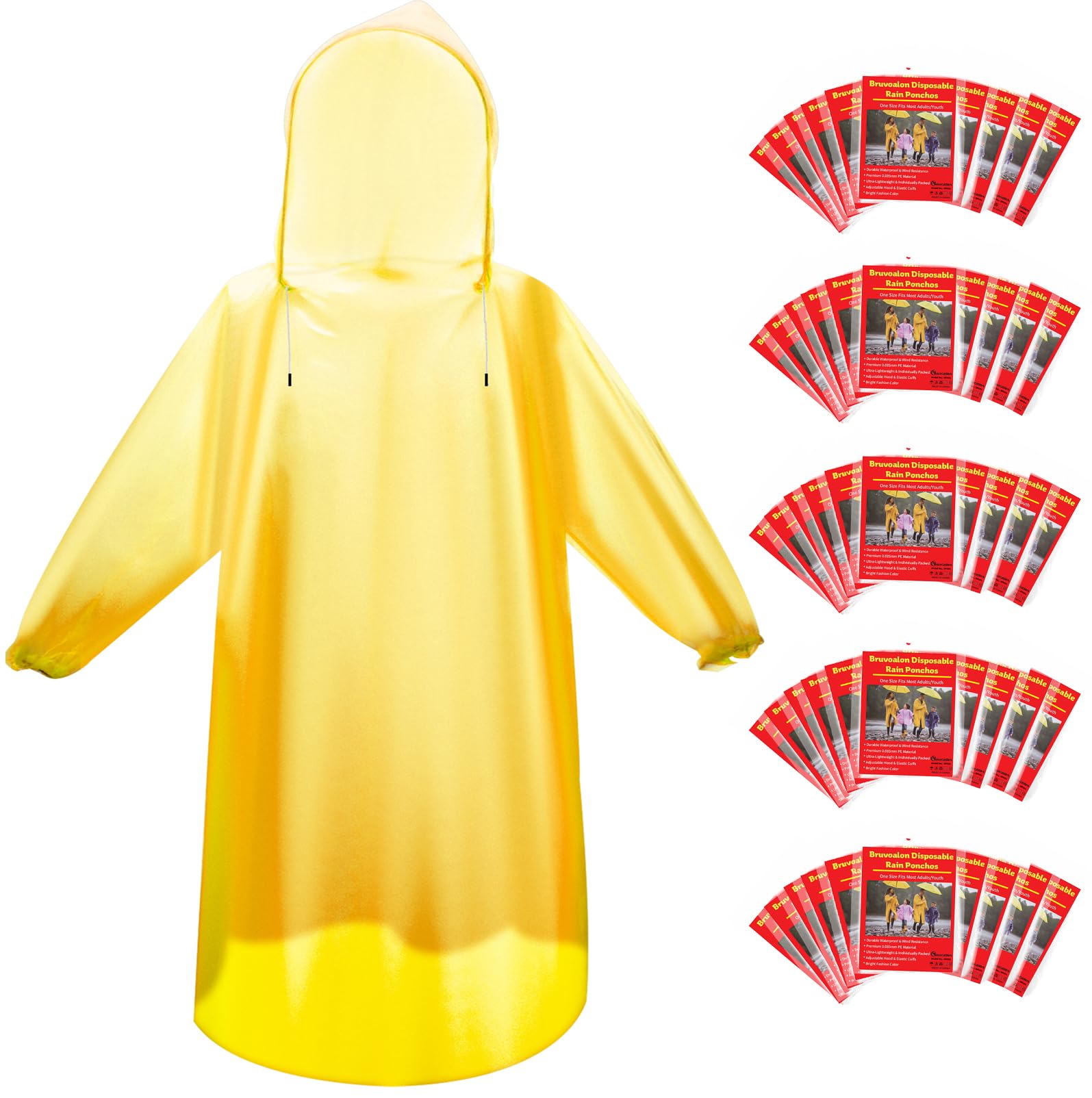 Rain Poncho — Orange 6 Pack