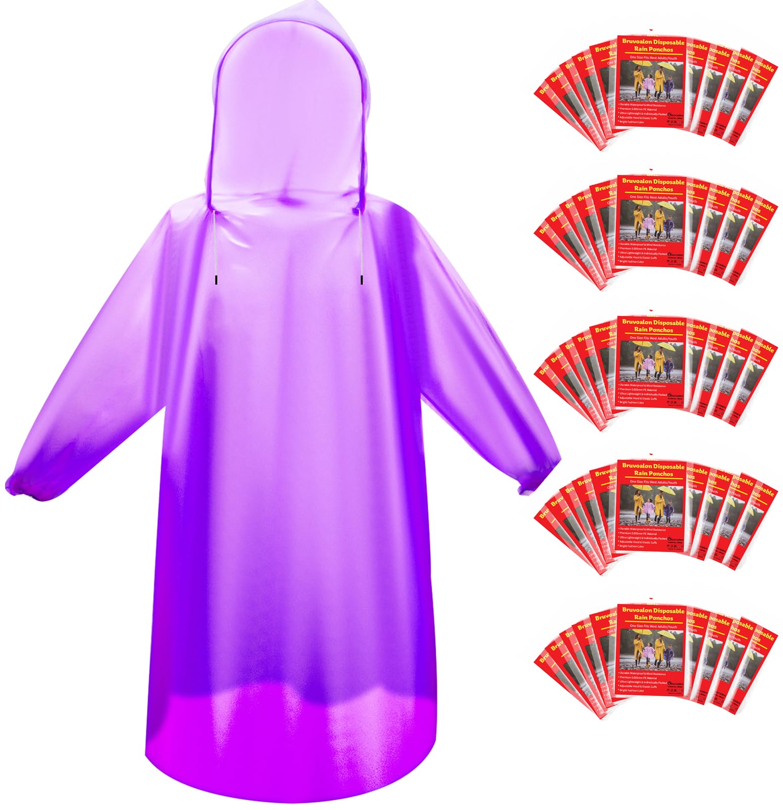 Rain Poncho — Purple 6 Pack