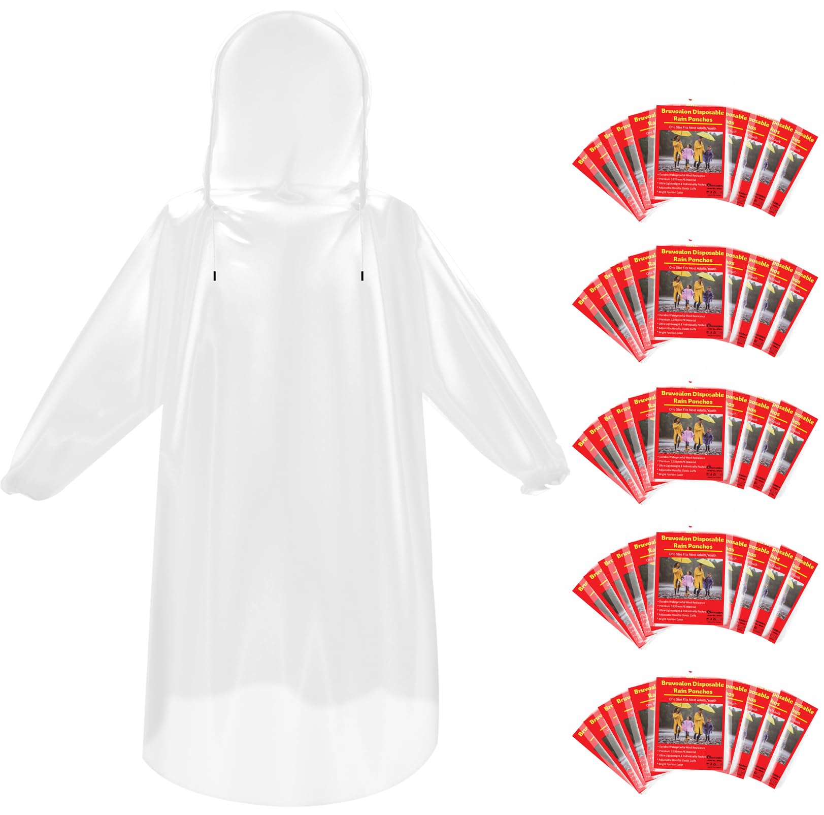 Rain Poncho — Clear 6 Pack