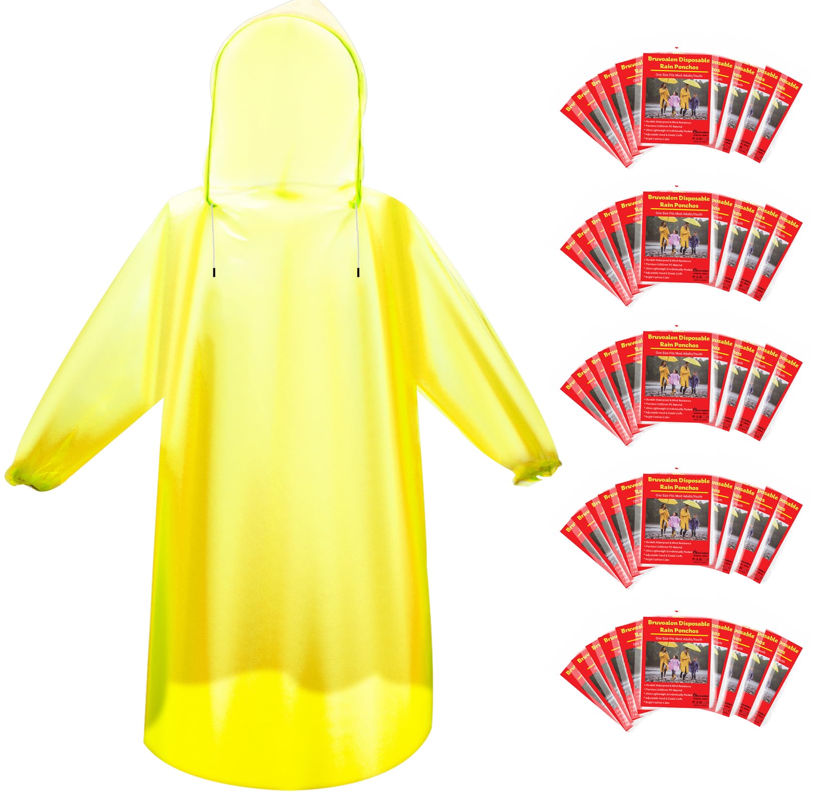 Rain Poncho — Yellow 50 Pack