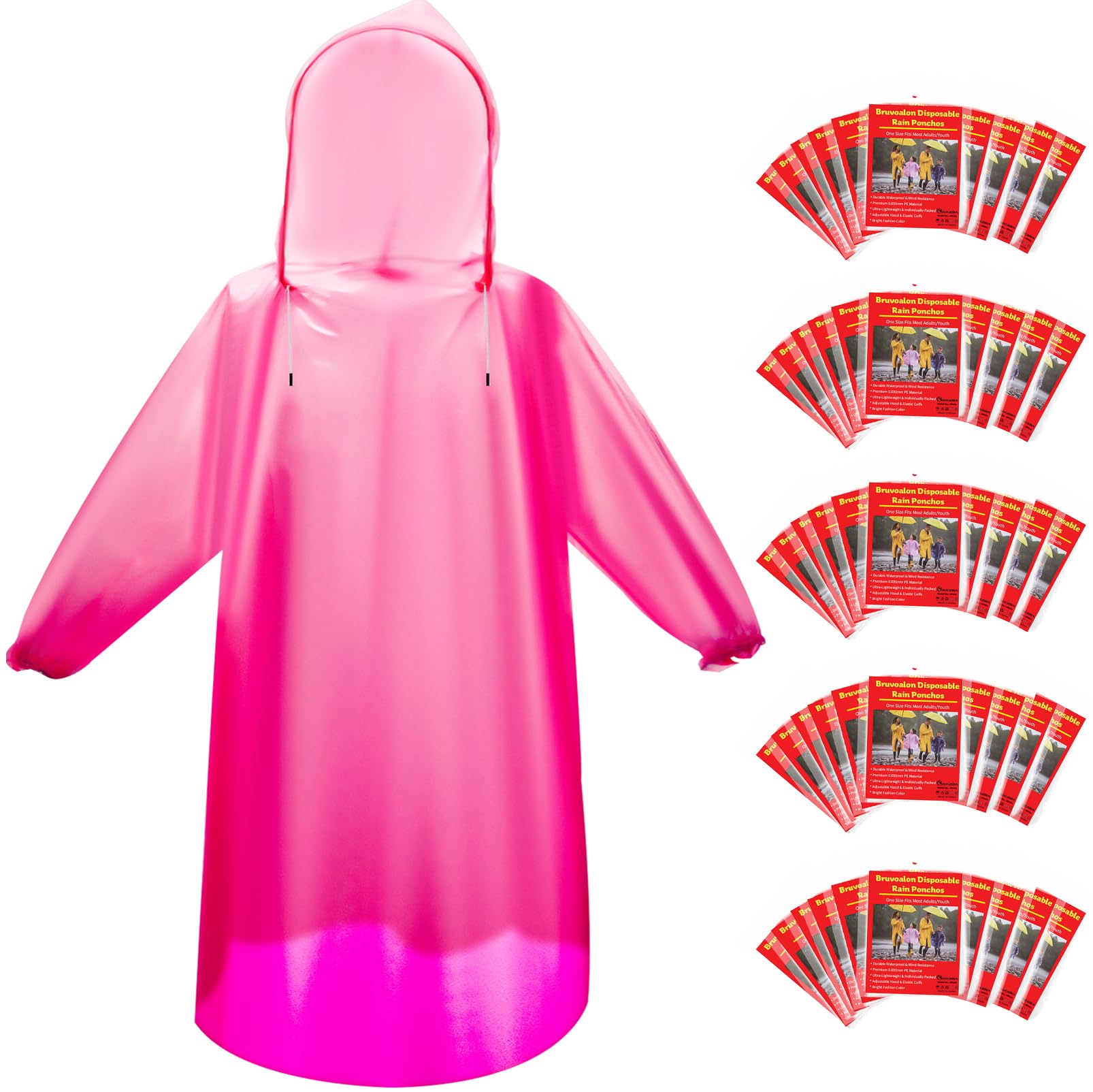 Rain Poncho — Pink 50 Pack